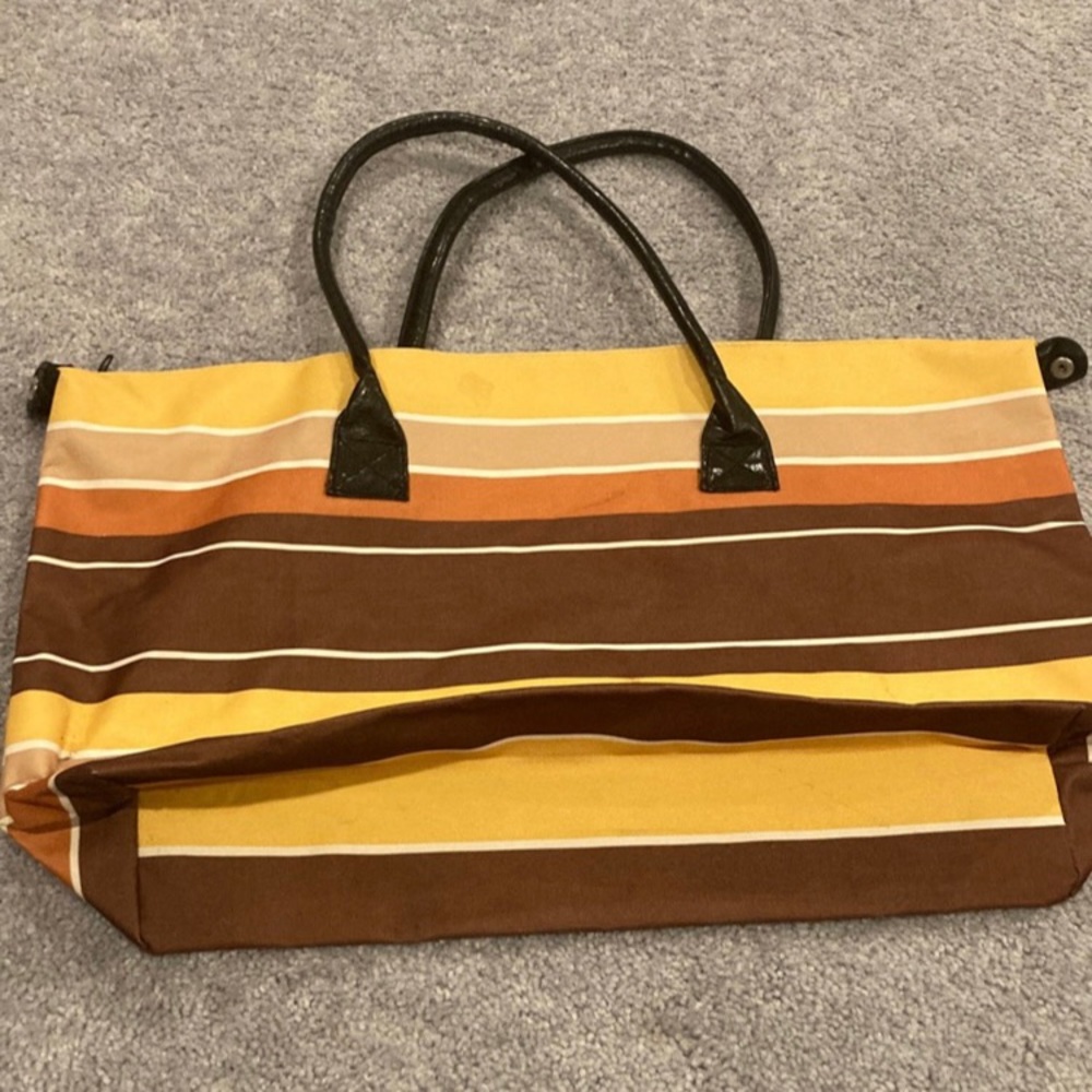 Striped Tote Zipper Bag
